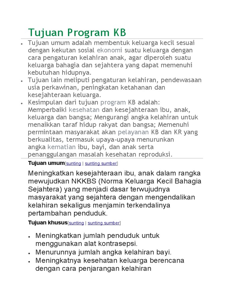 Tujuan dan Sasaran Program Keluarga Berencana | PDF