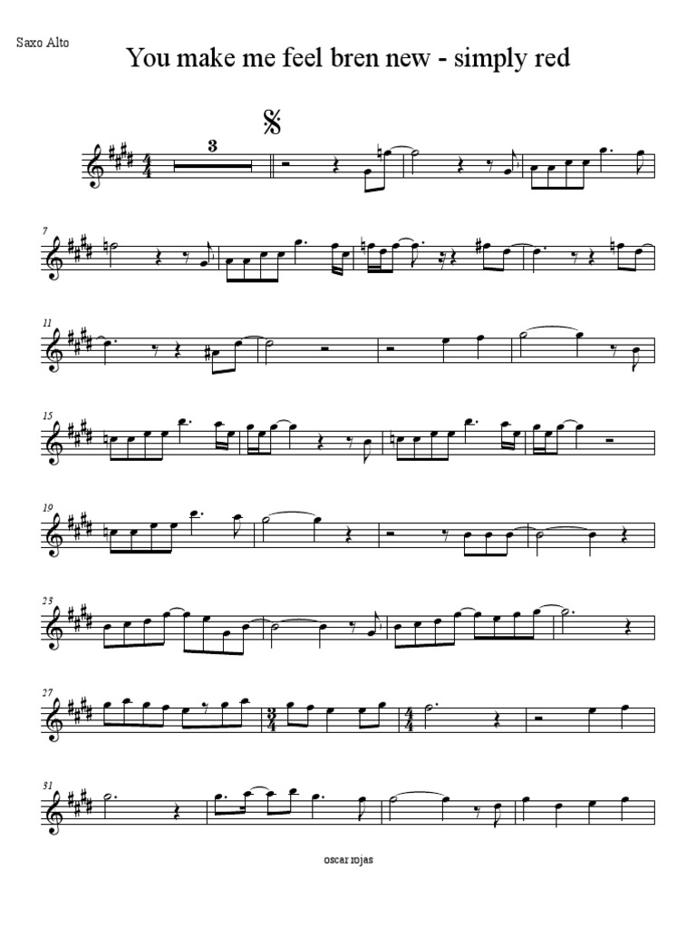 You Make Me Feel Bren New - Simply Red - Alto Sax | PDF