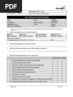 Xit Nterview Uestionnaire: Pharmevo (PVT.) LTD