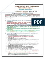 Information For To M.Tech./M.Arch. Programmes Under CCMT 2021 Process