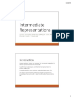 Intermediate Representations: Slides Sourced From The Dragon Book and Engineering A Compiler