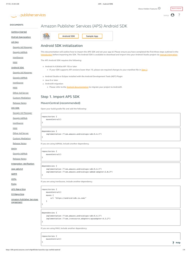 APS - Android SDK Init | PDF | Android (Operating System) | Mobile App