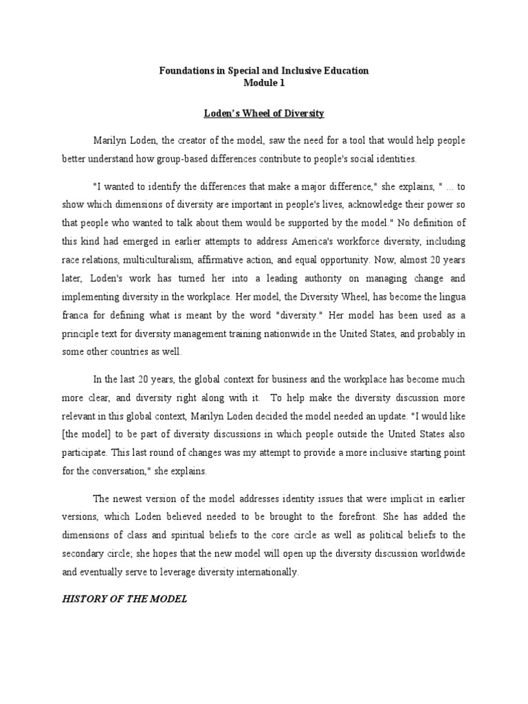 Foundations in Special and Inclusive Education Loden's Wheel of ...