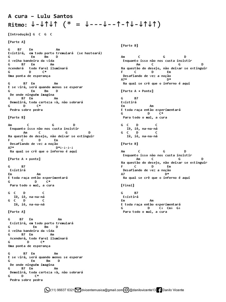 A Cura - Lulu Santos | PDF