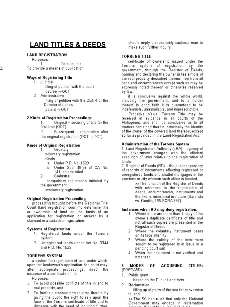 Land Titles and Deeds (Final) Deed Title (Property)
