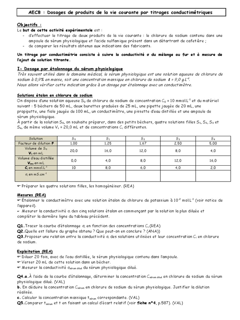Titrage conductimétrique de solutions courantes | PDF | Chimie | Titrage