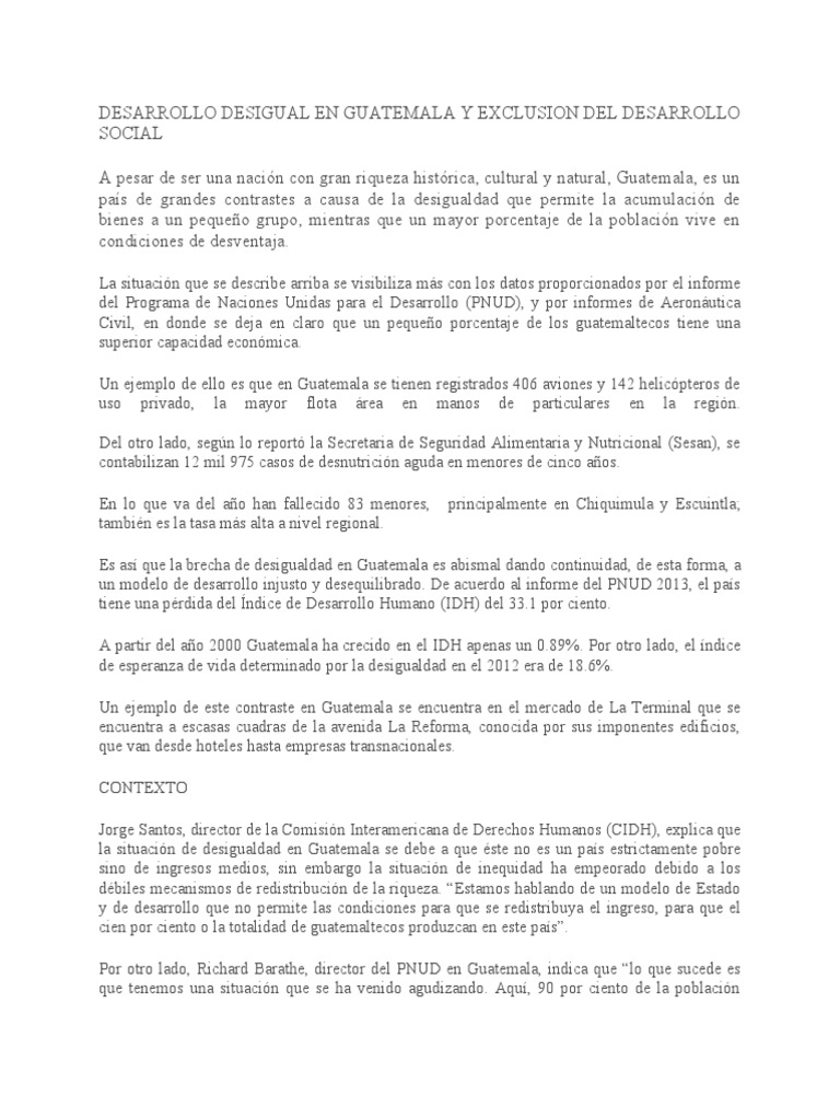 Desarrollo Desigual en Guatemala | Descargar gratis PDF | Pobreza ...