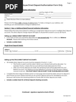 Direct Deposit Election Form