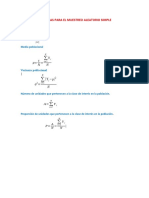 Formulas para El Muestreo Aleatorio Simple