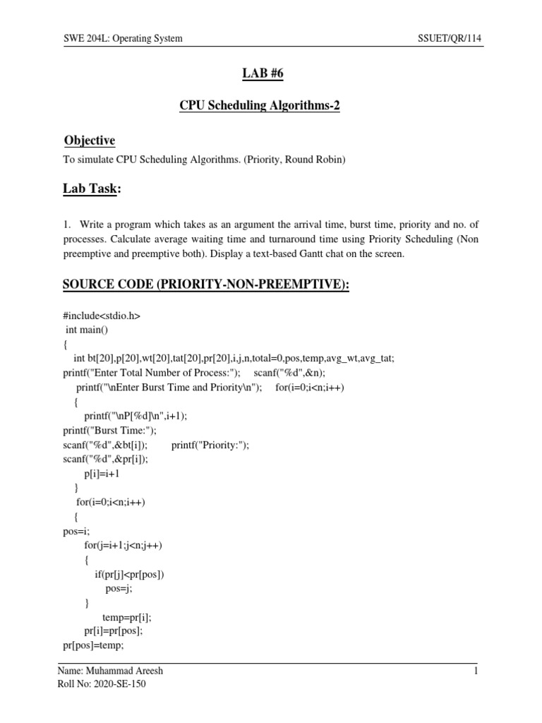 CPU Scheduling Algorithms Simulation | PDF | Scheduling (Computing ...