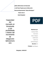Capacidad de Mercado en Venezuela y Sus Posibilidades Dentro Del Movimiento de Integración Latinoamericana