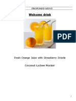 Welcome Drink: Fresh Orange Juice With Strawberry Drizzle Coconut Lychee Mocker