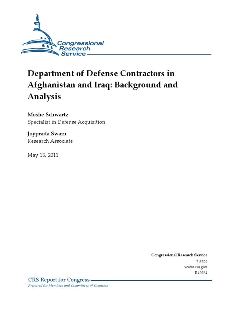 Department of Defense Contractors in Afghanistan and Iraq United States Central Command