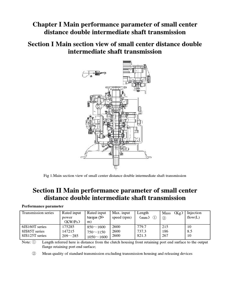Main Performance Parameters and Power Transmission Process of Small
