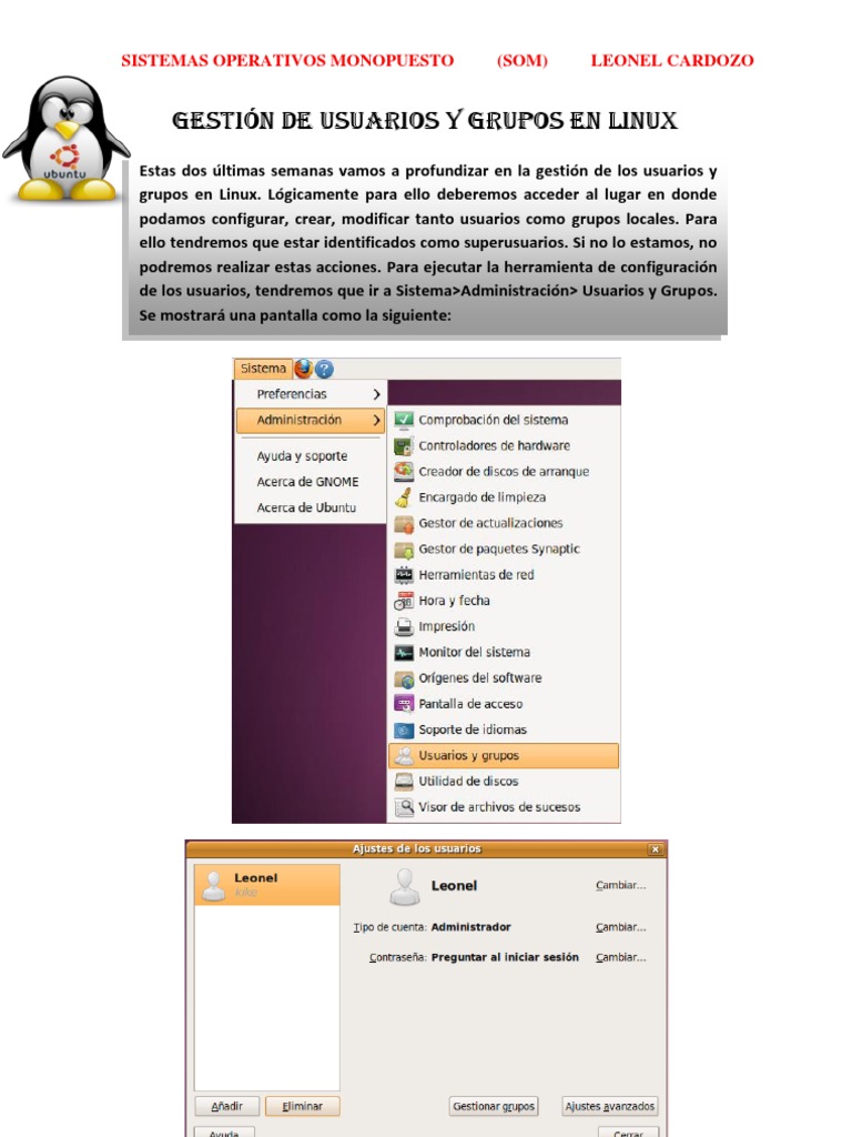 1 - Gestión de Usuarios y Grupos en Linux | PDF | Sistema operativo ...