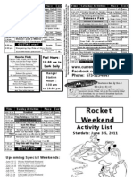 Rocket Weekend 2011 Activity List Yogi Bear's Jellystone Park, Van Buren MO