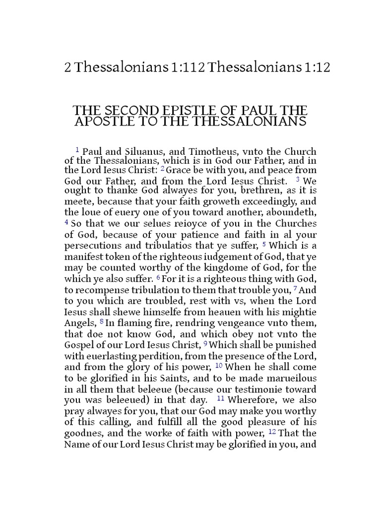 2 Thessalonians 1112 Thessalonians 112 The Second Epistle of Paul The