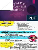 English PDPR 8 of July 2021 Thursday: Google Meet Simple Present Tense 8 AM-9 AM