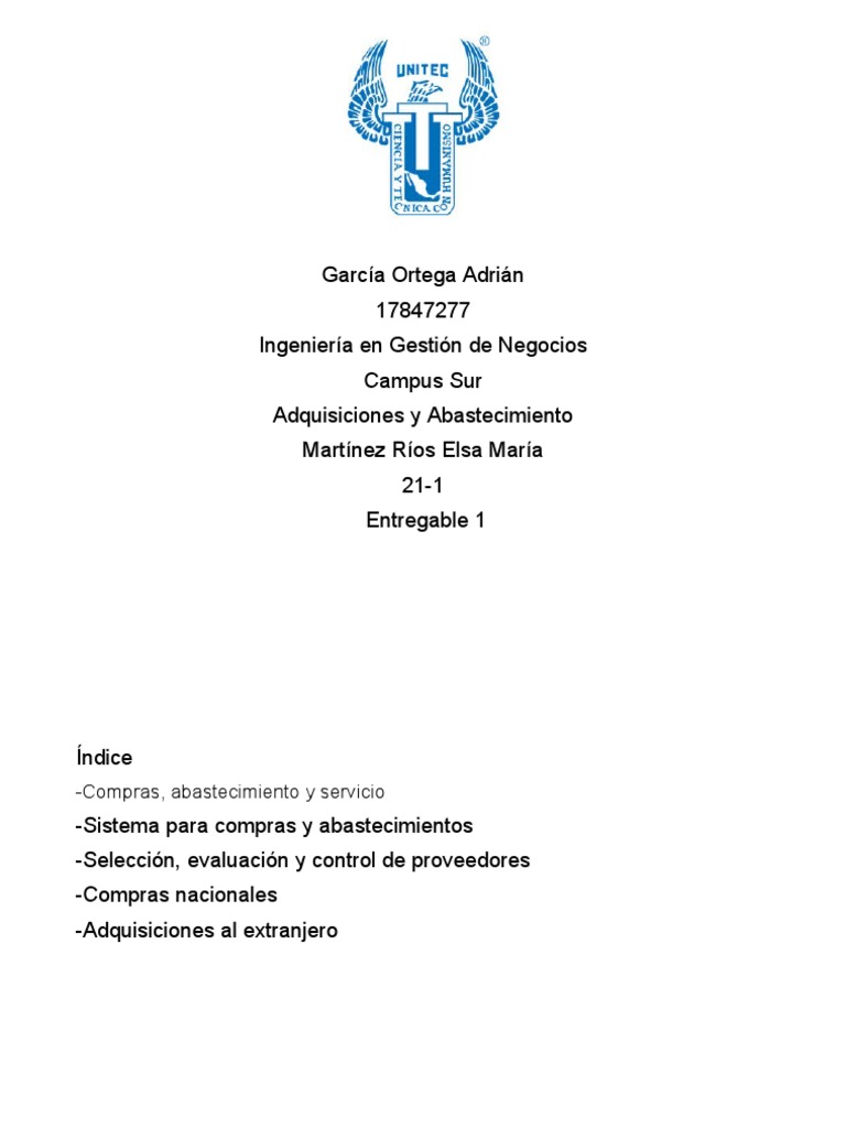Gestión de Compras y Abastecimiento | PDF | Calidad (comercial ...