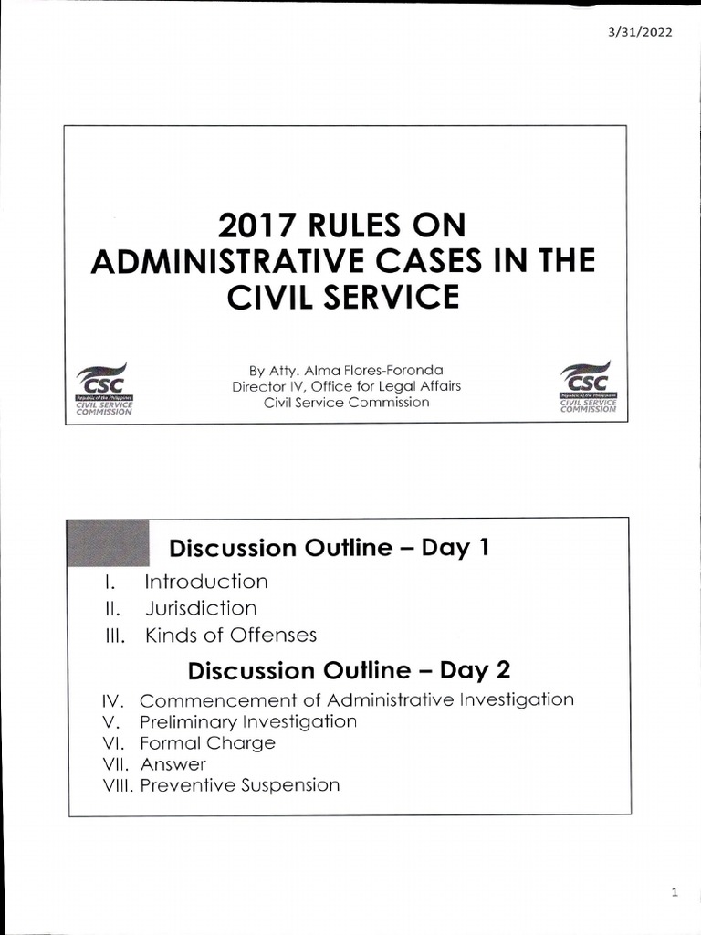 2017 Rules On Admin Cases in The CSC PDF