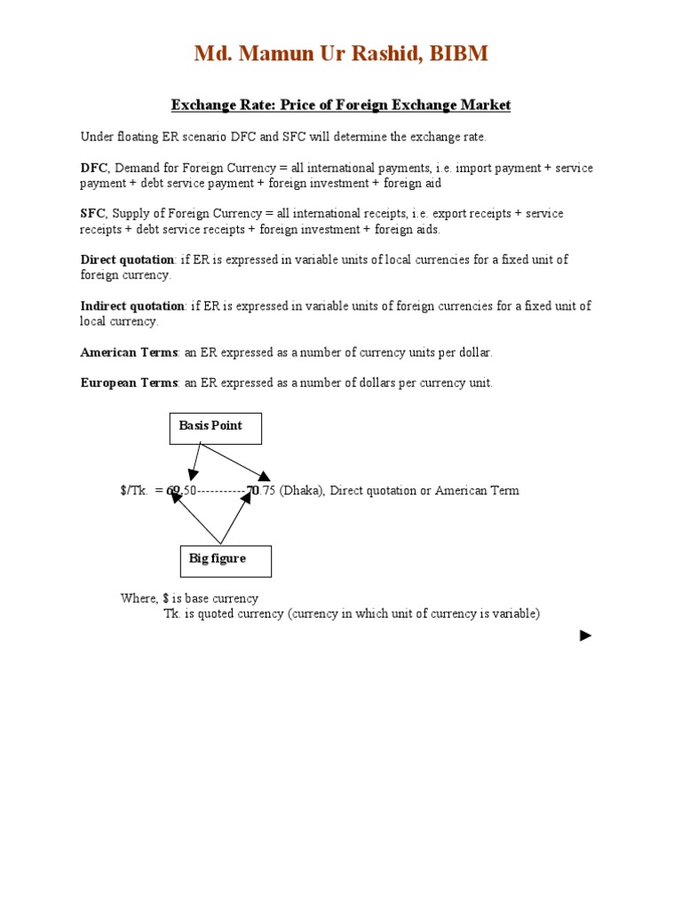 Foreign Exchange Market Exchange Rate Foreign Exchange Market - 