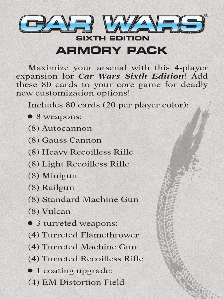 Car Wars Armory Pack Expansion | PDF