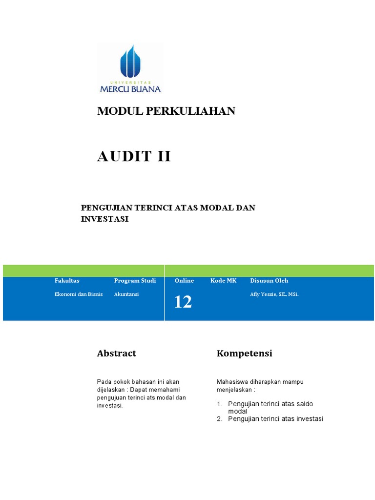 Audit Modal dan Investasi Terperinci | PDF