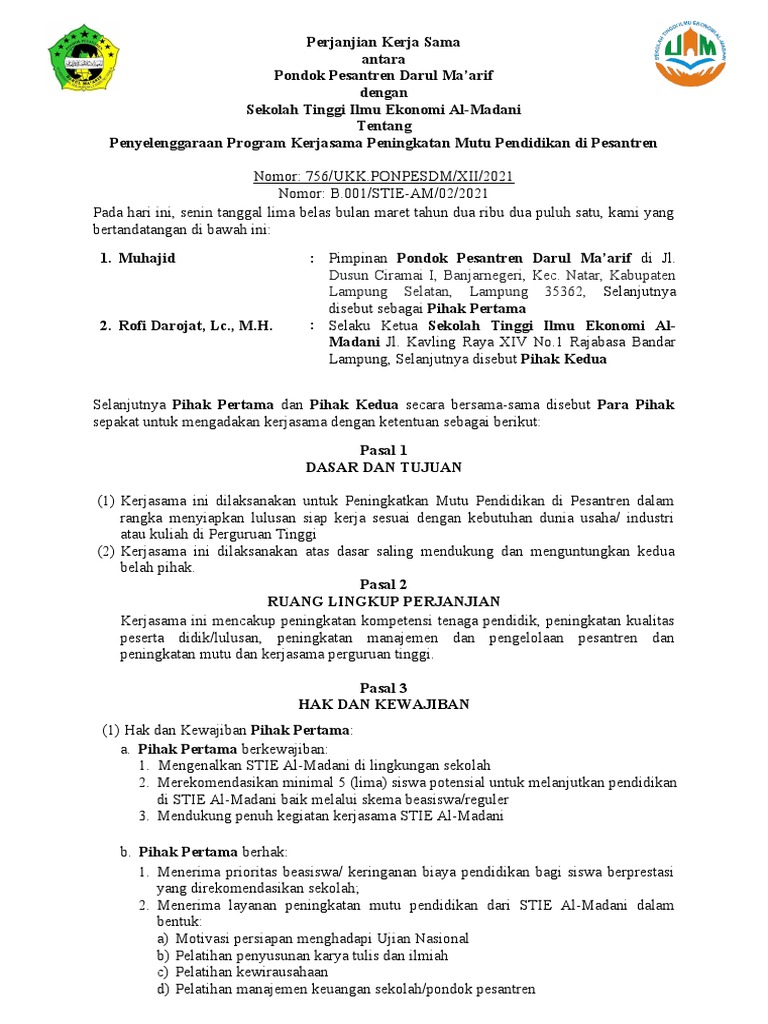 Mou Pondok Pesantren Pdf