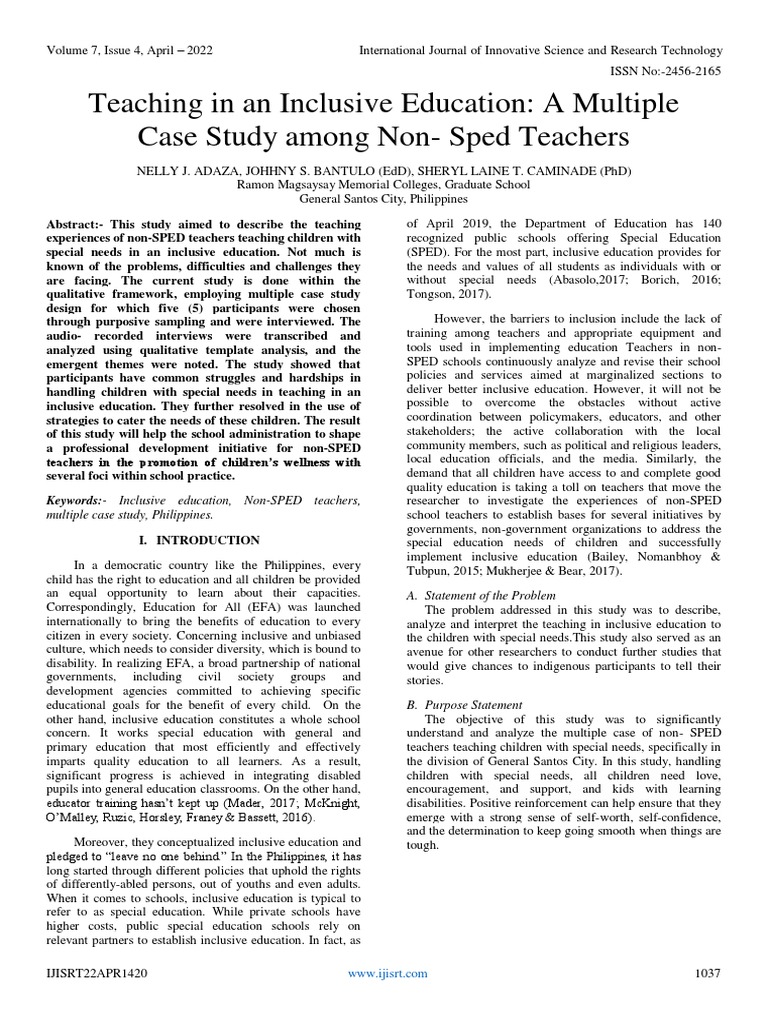 Non-SPED Teachers in Inclusive Education | PDF | Inclusion (Education ...