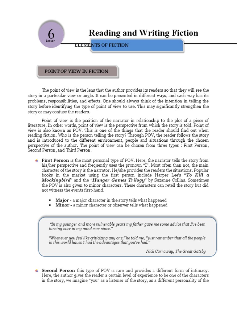 Reading and Writing Fiction PDF Narration