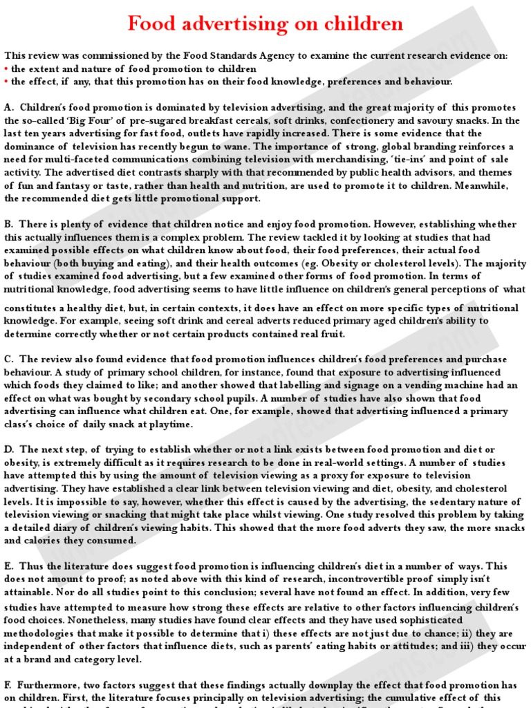 Impact of Food Advertising on Children | PDF | Decision Making | Foods
