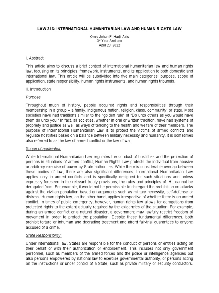 International Humanitarian & Human Rights Law | PDF | Human Rights ...