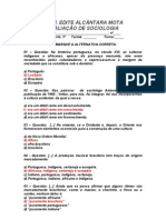 Avaliação de Sociologia - 3º Ano / 2º Bimestre