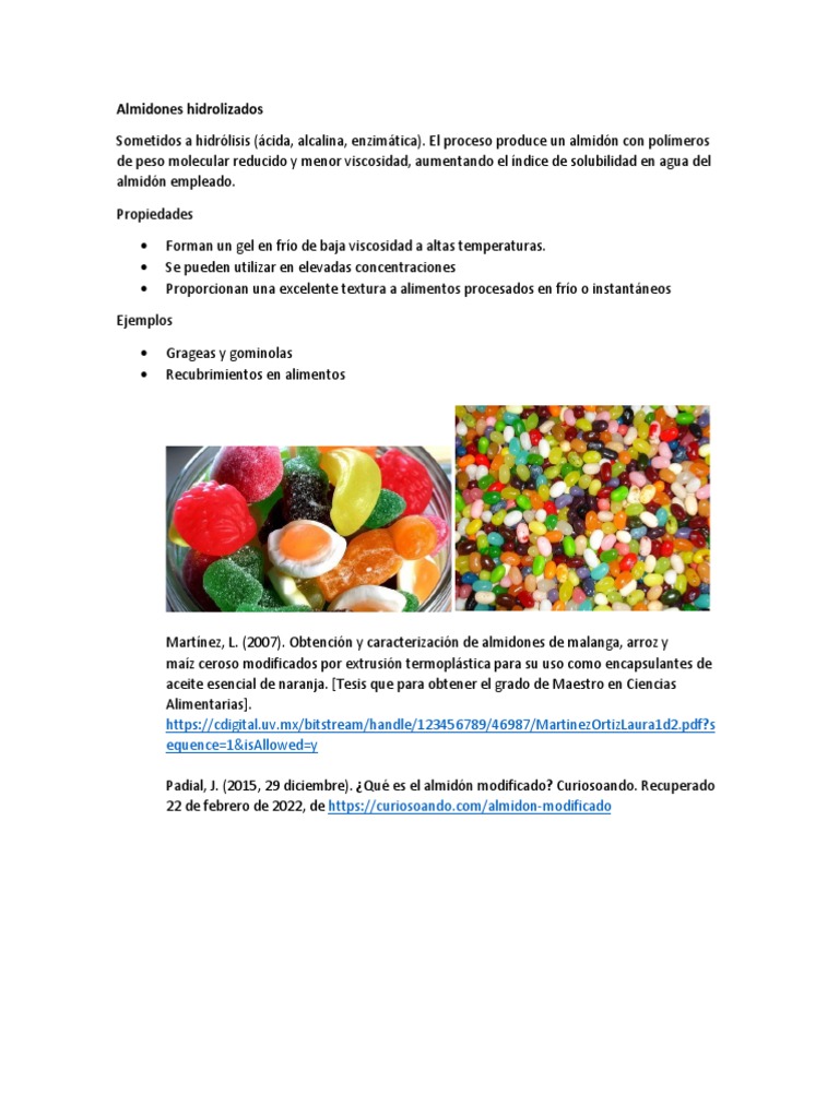 Almidones (HIDROLIZADOS) | PDF