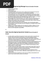 Cyber Security Engineering Manager Resume Examples & Samples 1