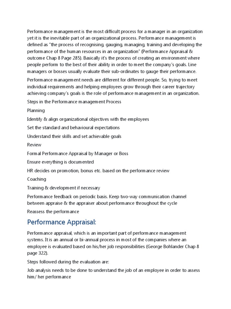 Performance Management in An Organization | PDF | Performance Appraisal ...