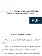 Postgraduate Diploma in Teaching (PGDT 414) English For Secondary School Teachers