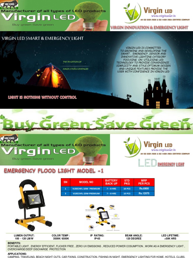 Virgin LED's Portable Rechargeable Emergency and Smart Lights