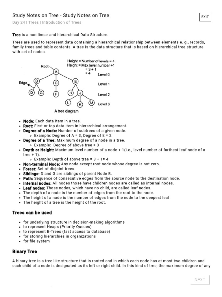 Study Notes On Tree - Study Notes On Tree: Trees Can Be Used | PDF ...
