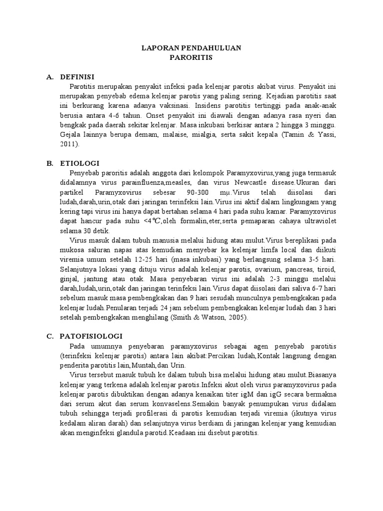 Penyakit Parotitis: Gejala dan Pengobatan | PDF