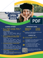 Open Admissions 2022: Important Dates Courses Offered