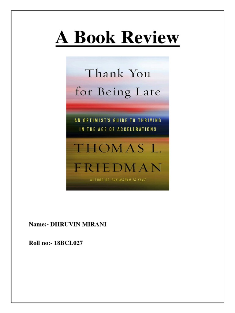 thank you for being late book review pdf