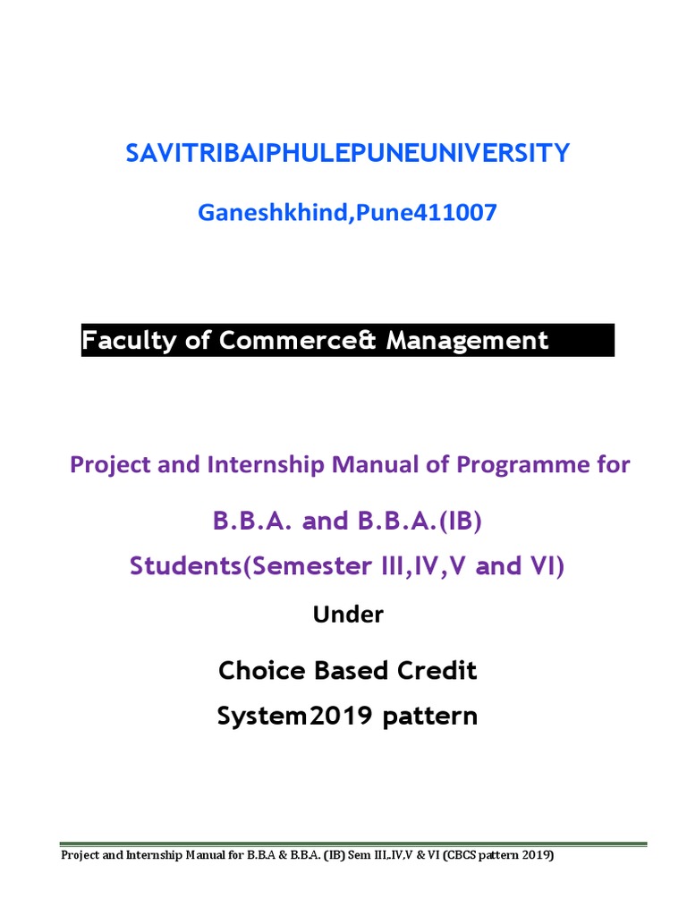 9) Project and Internship Guidelines For BBA and BBA (IB) - Sem III, IV ...