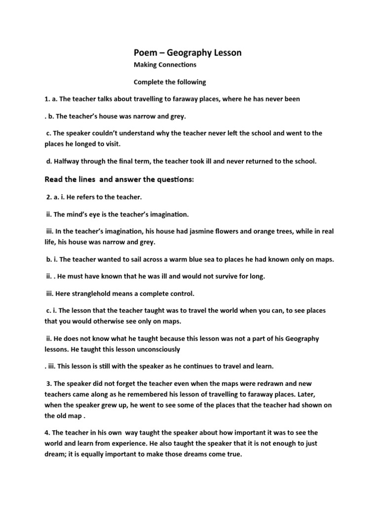Geography Lesson Poem | PDF