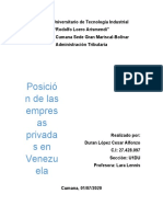 Posición de Las Empresas Privadas en Venezuela
