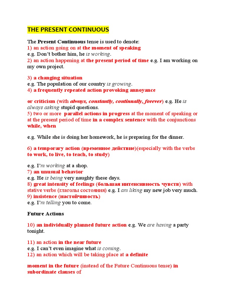 Understanding Present Continuous Tense | PDF | Grammatical Tense ...