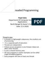 Multithreaded Programming: Department of Computer Science & Applications North Bengal ST - Xavier's College Date: 21.4.2020