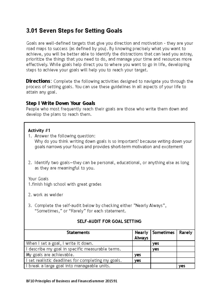 Goal Setting: 7 Essential Steps | PDF | Goal | Goal Setting
