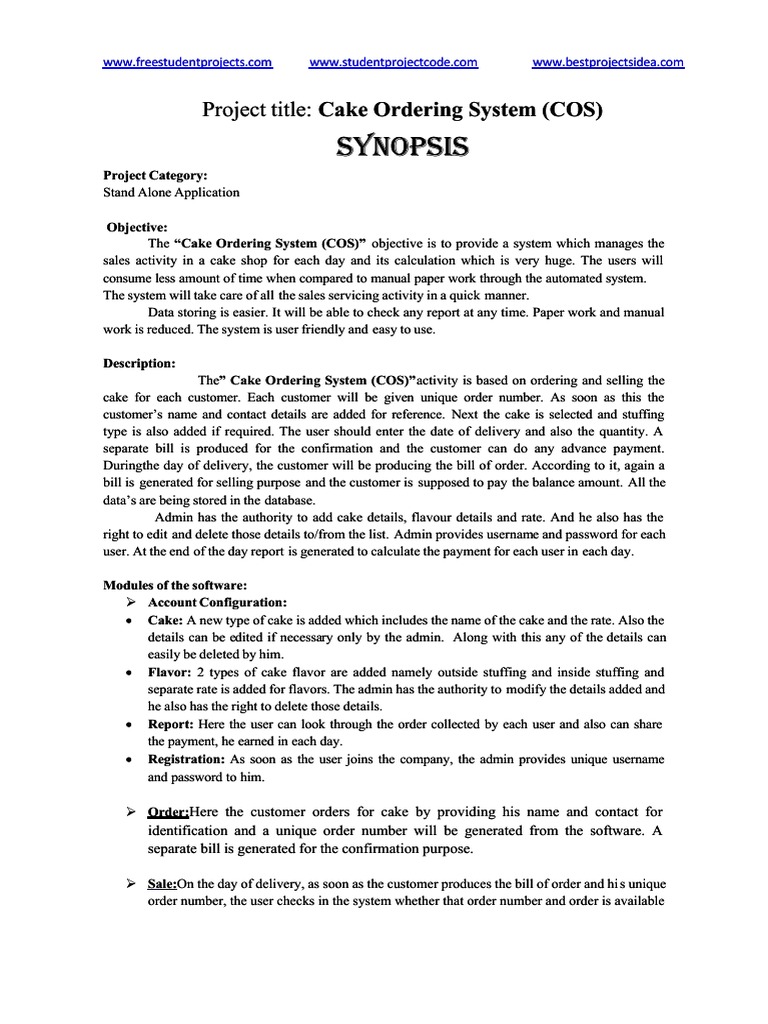 Cake Ordering System Overview | PDF | User (Computing) | Graphical User ...