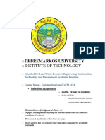 O Debremarkos University O Institute of Technology: Individual Assignment